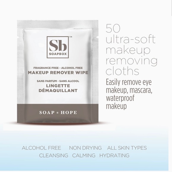 Soapbox Skincare Gentle Facial Cleansing Wipes For Eye Makeup Dirt